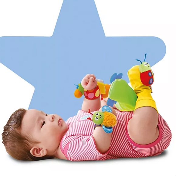 Baby 4 Piece Gardenbug Wrist & Foot Rattle Set by Lamaze - Like New - Picture 3 of 6